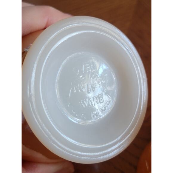 Vintage Cream & Sugar Set Fire King Peach Luster Laurel Ovenware Anchor Hocking - Picture 3 of 9